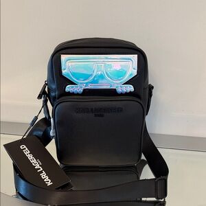 🆕 KARL LAGERFELD Crossbody Bag Black with Iridescent Shades NWT Unisex
